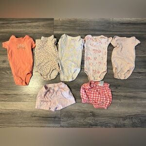Bundle of 7 Baby Onesies and Shorts Set